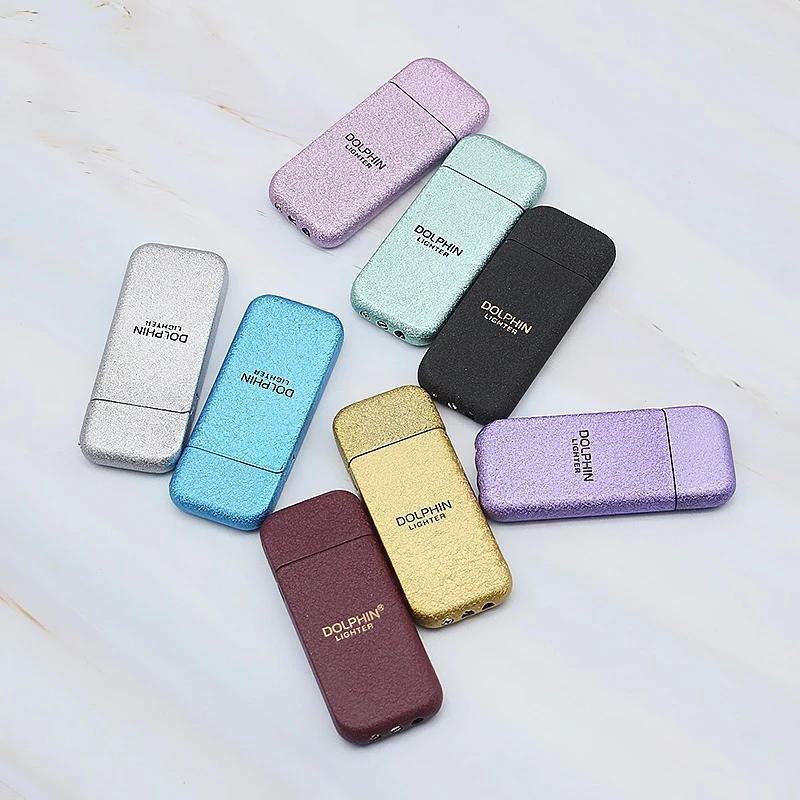 皱纹漆砂轮明火打火机 超薄充气砂轮机个性小巧（不含气）B