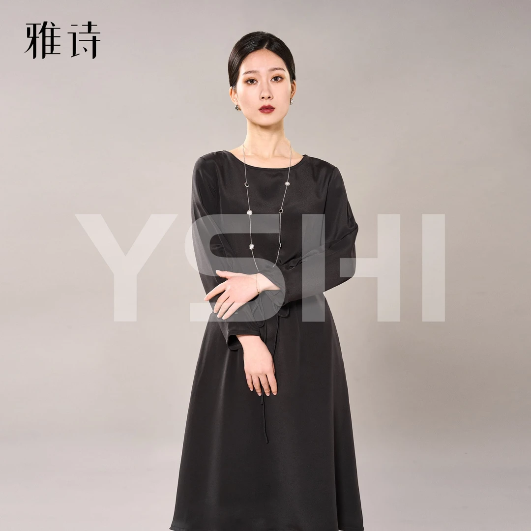 【YASHI】30姆米重绉气质100蚕丝连衣裙QXX253-LG9529