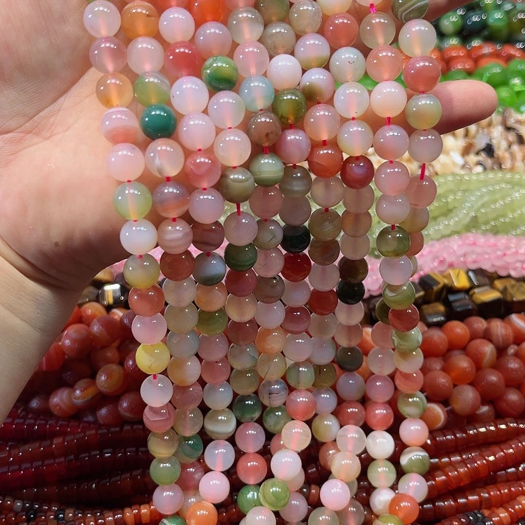 玛瑙/玉髓合金珠宝半成品高品盐源一条10mm