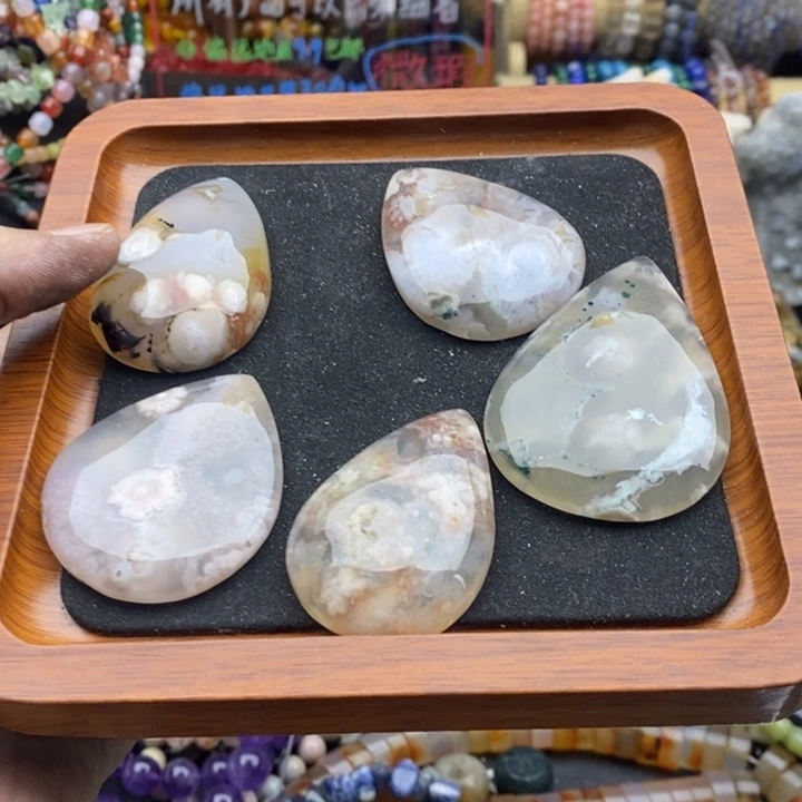 玛瑙/玉髓未镶嵌珠宝半成品打包樱花玛瑙A573