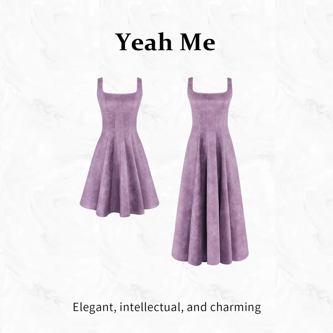 Yeah Me/也觅【紫雾迷裳】秋季新款吊带裙法式高级感显瘦连衣裙女