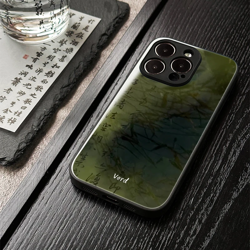 「苔与禅经」新中式苹果16promax手机壳玻璃iphone15高级感14保护套