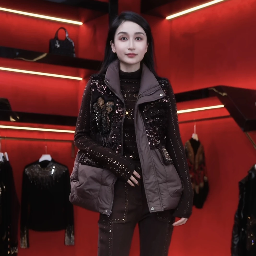 秋冬新款落影碟结显瘦遮肉时尚马甲Y333