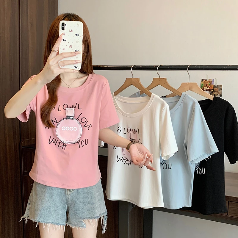 2025夏装新款胖mm大码女洋气百搭印花显瘦遮肉短袖T恤