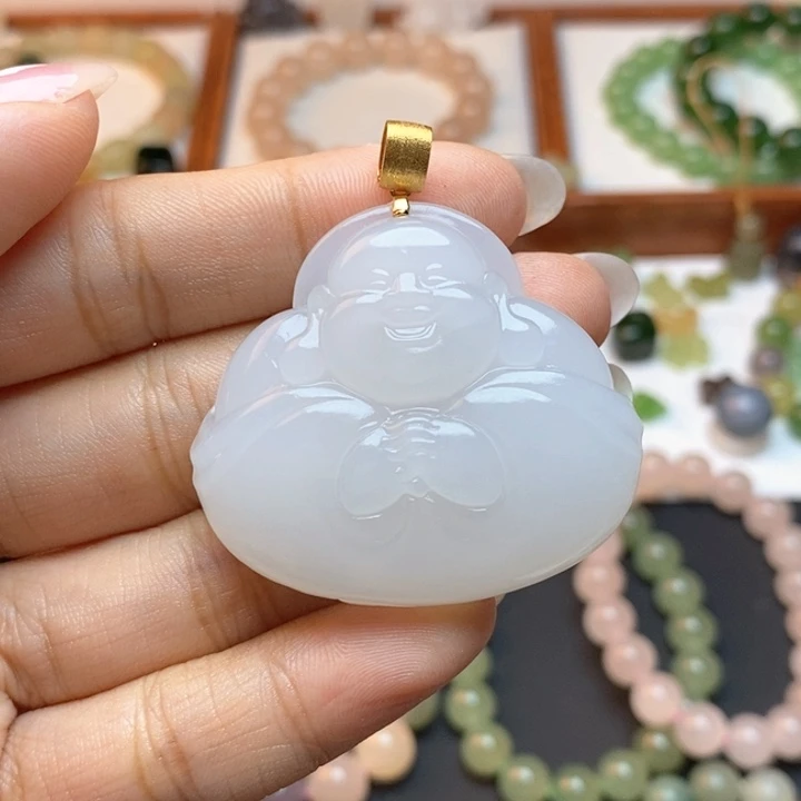 ****然手链18K金镶嵌和田玉