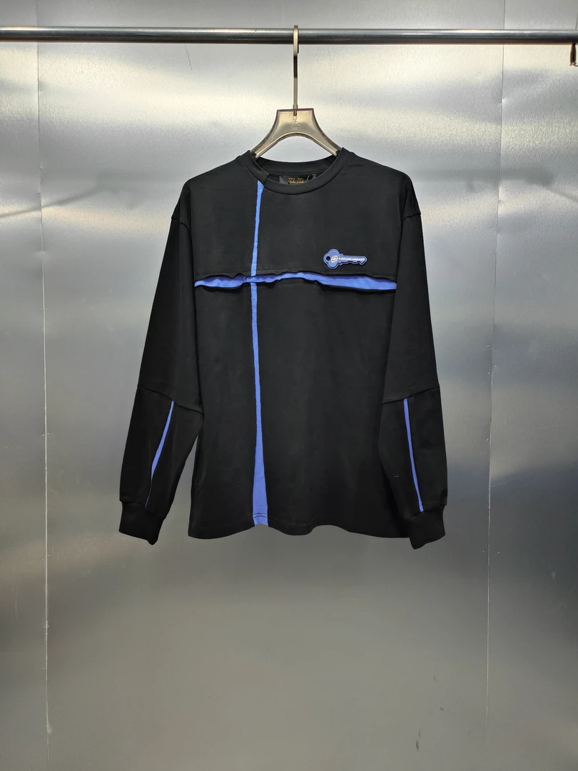 B02-21619-FBF春秋款时尚撞色拼布设计宽松百搭休闲圆领卫衣