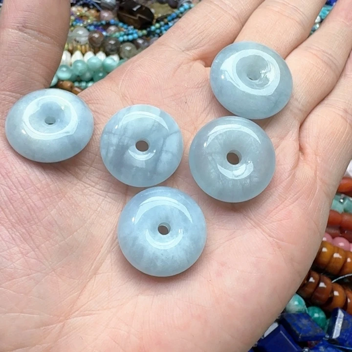 合金玛瑙/玉髓珠宝半成品一颗24-25mm海蓝宝吊坠