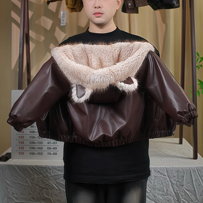 儿童加厚冬季新款翻领超厚定制款毛毛外套冬款皮衣夹克外套穿搭潮