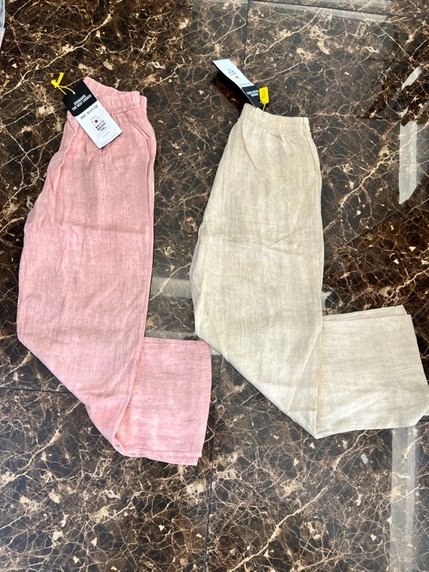 扎染工艺夏季女士亚麻宽松高腰直筒阔腿长裤显瘦透气