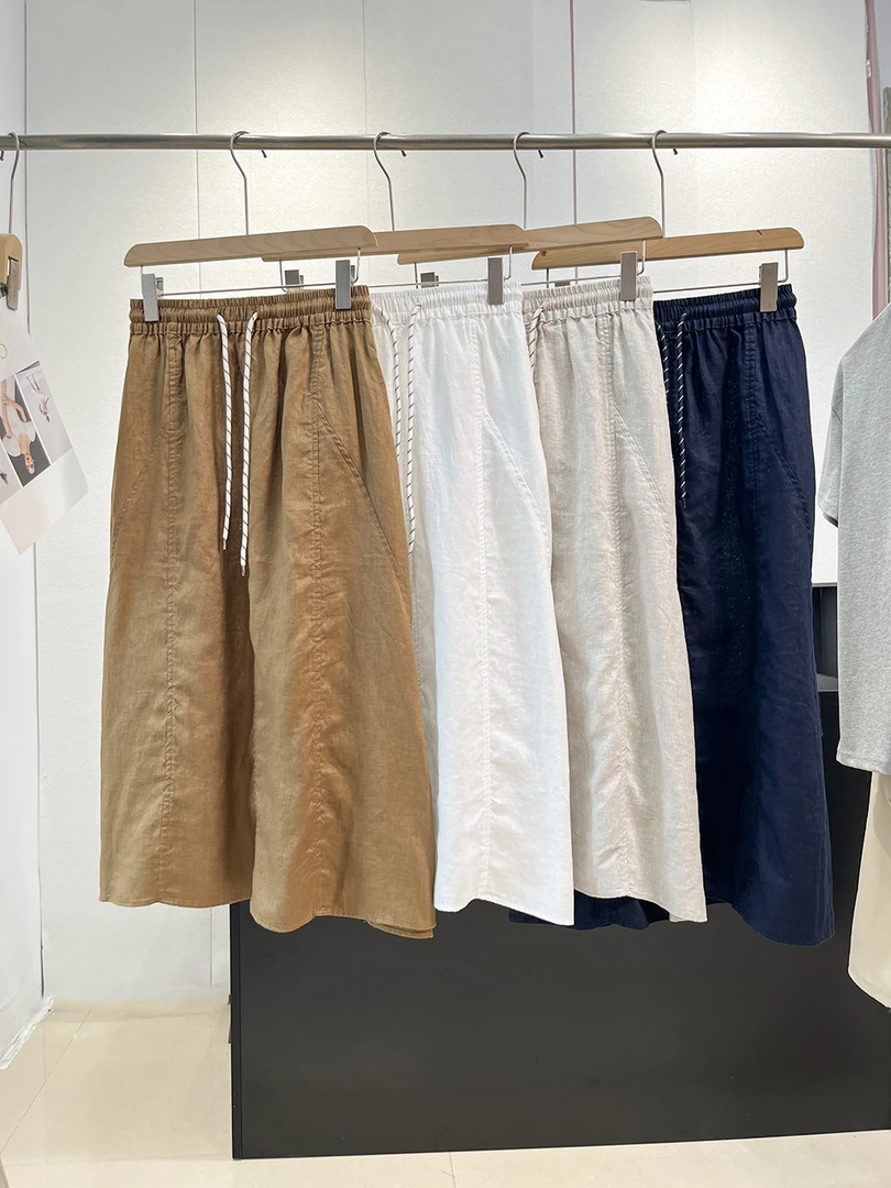 特！100亚麻！凉快不扎人！麻裙夏南瓜裙半身裙子 23-88 女装 H6513