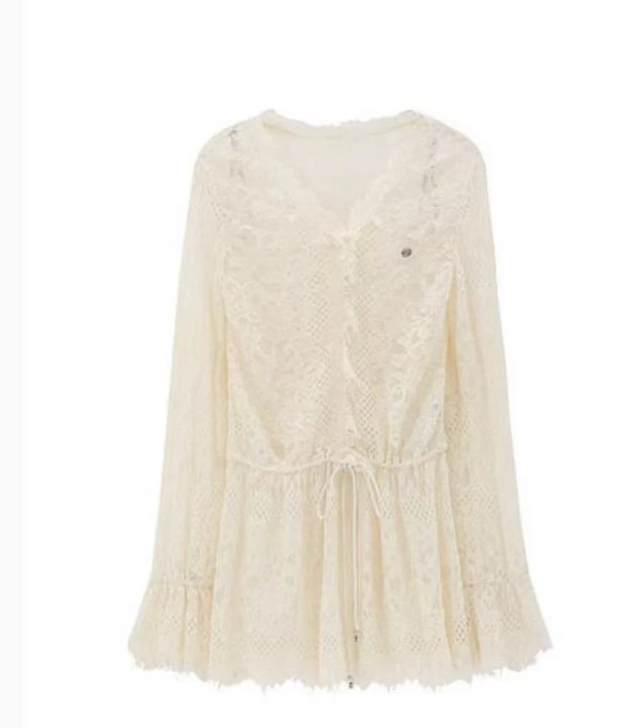 IN OASIS 新款蕾丝长袖打底百搭镂空蕾丝