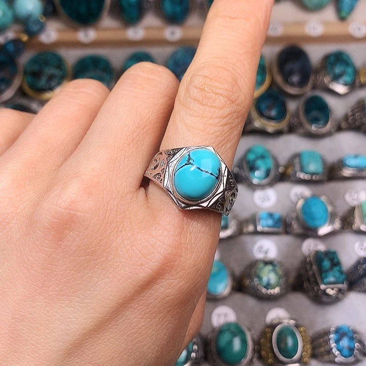 绿松石挂件银S925镶嵌