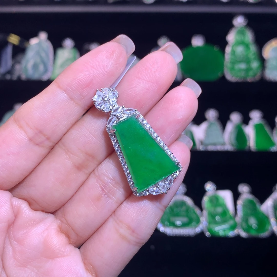 【闪购商品】翡翠银S925镶嵌颈饰天然翡翠