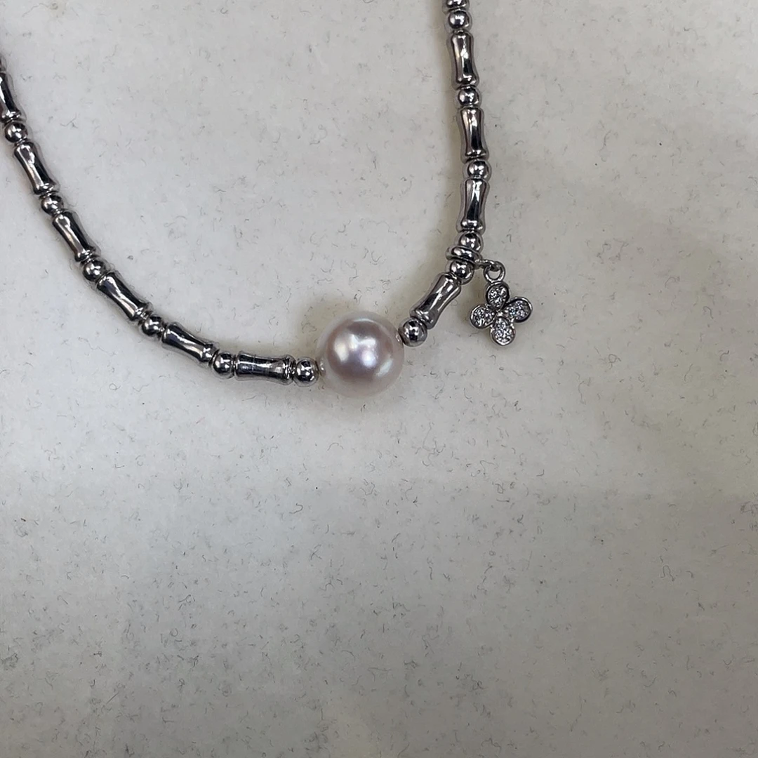 海水珍珠银S925镶嵌项链