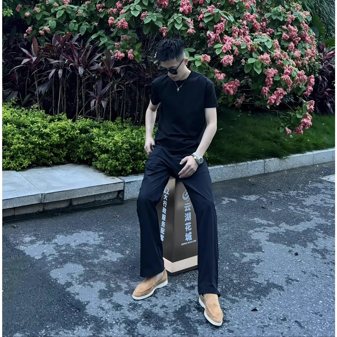 象牙白冰丝速干裤子男款夏季薄款弹力微喇裤美式凉感软壳冲锋裤