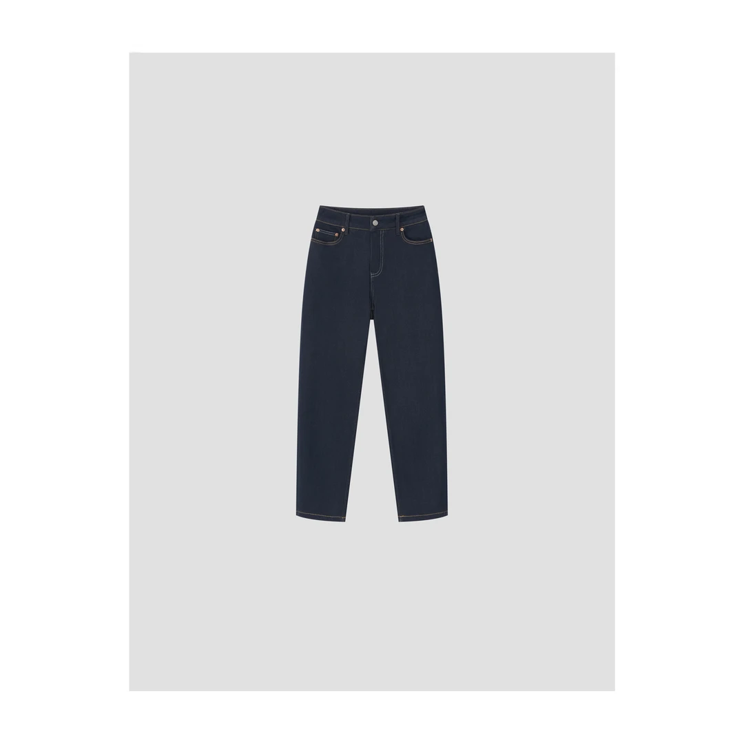 KEEP KAPU靠谱【机场牛仔裤】秋冬新款拉绒深色牛仔裤KP24656