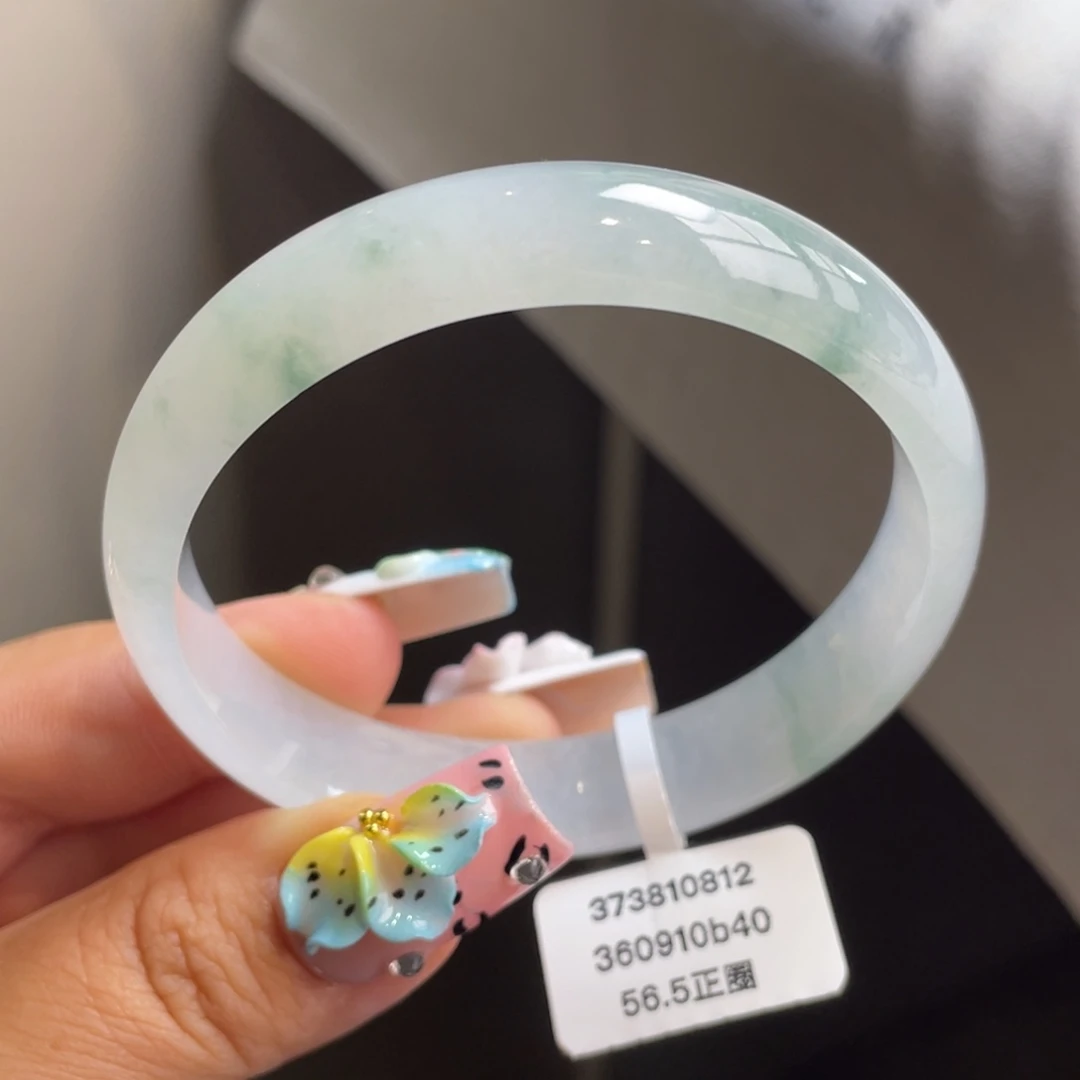 翡翠未镶嵌手镯冰飘花正圈手镯