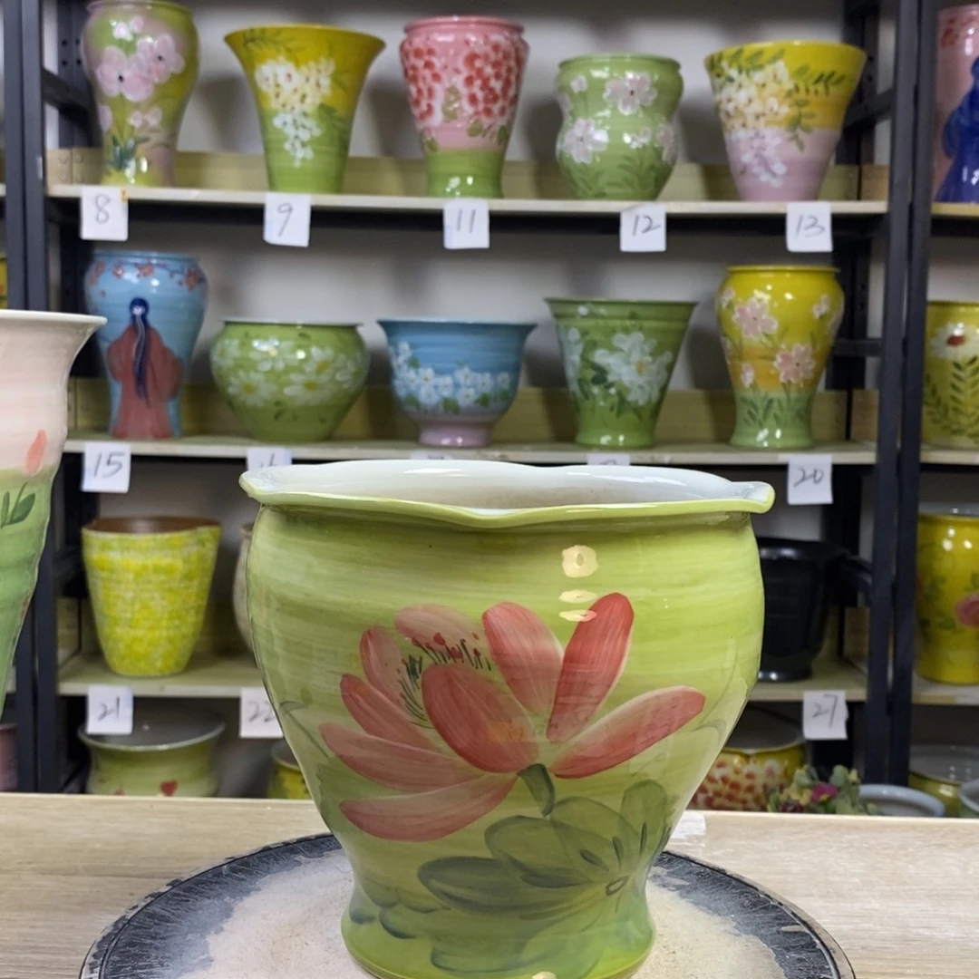 景德镇手工手绘陶瓷花盆