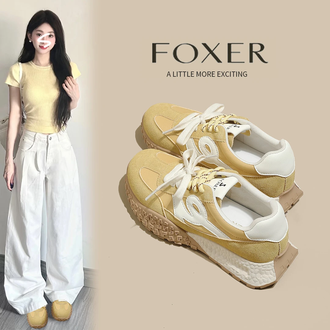 【FOXER】厚底德训女鞋新款秋季阿甘鞋通勤百搭休闲运动鞋鸳鸯鞋带