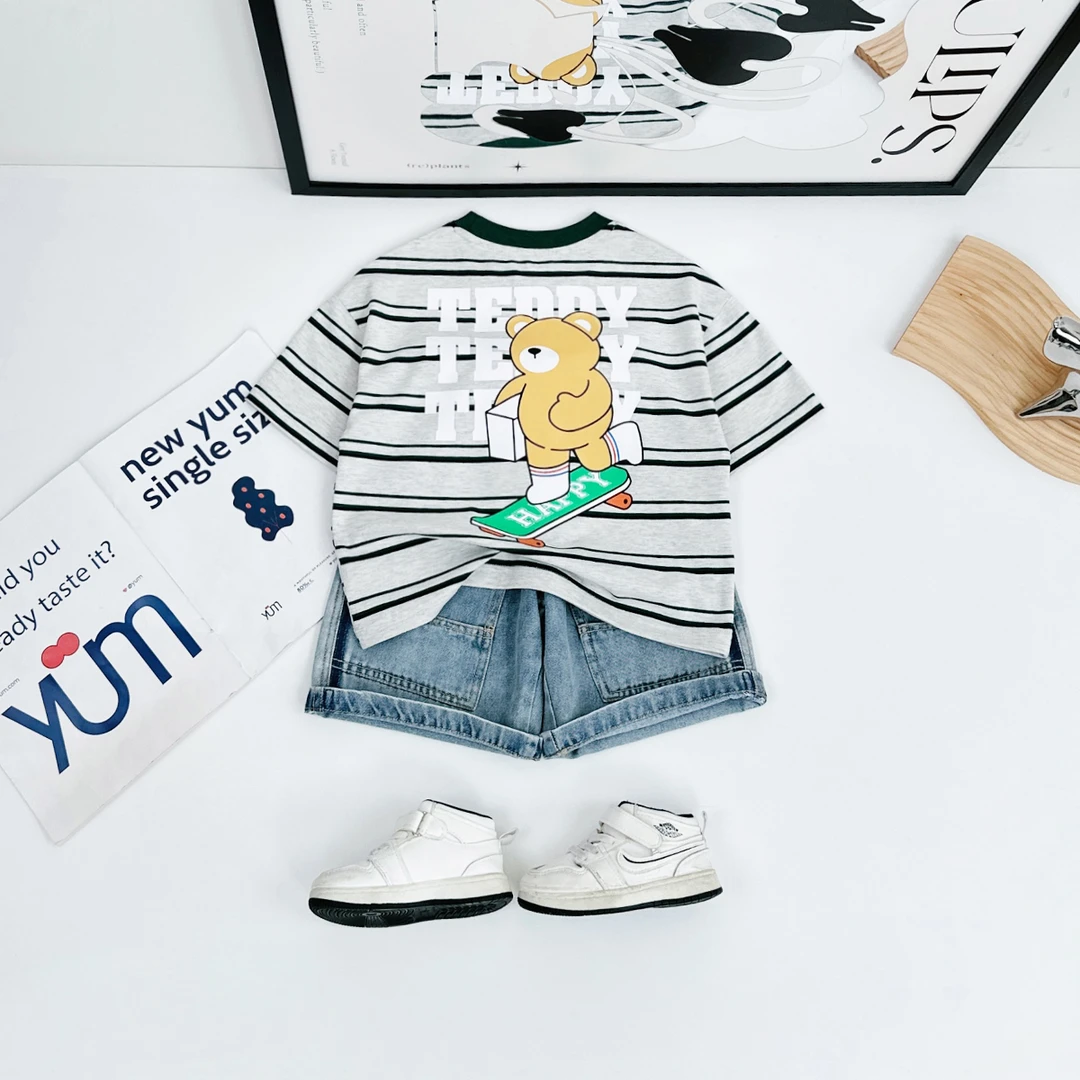 儿童短袖T恤夏季男童上衣2025新款潮 YC25715 悠悠童话联名泰迪熊