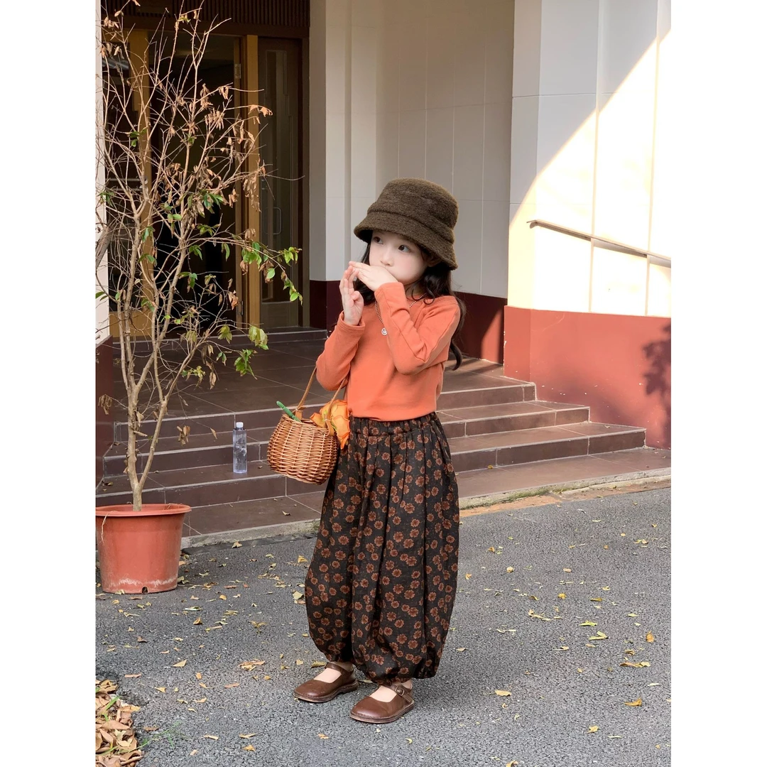 小粉象 ·秋季新款女童2025韩版氛围感打底衫灯笼裤两件套套装