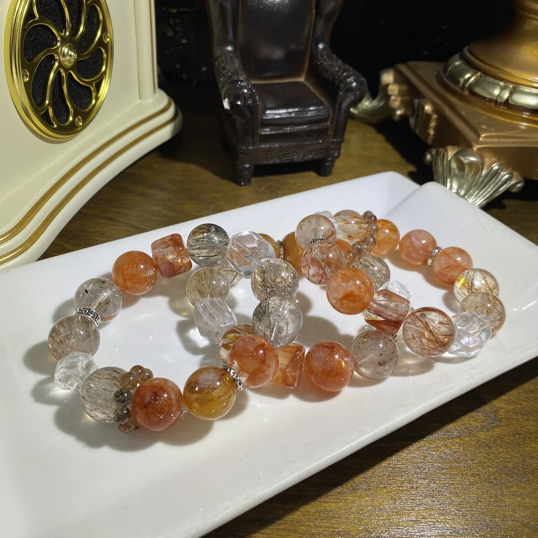 C567-大颗粒天然黑金超七水晶设计款手链-多样性发其一