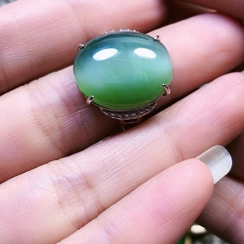 和田玉银S925镶嵌戒指