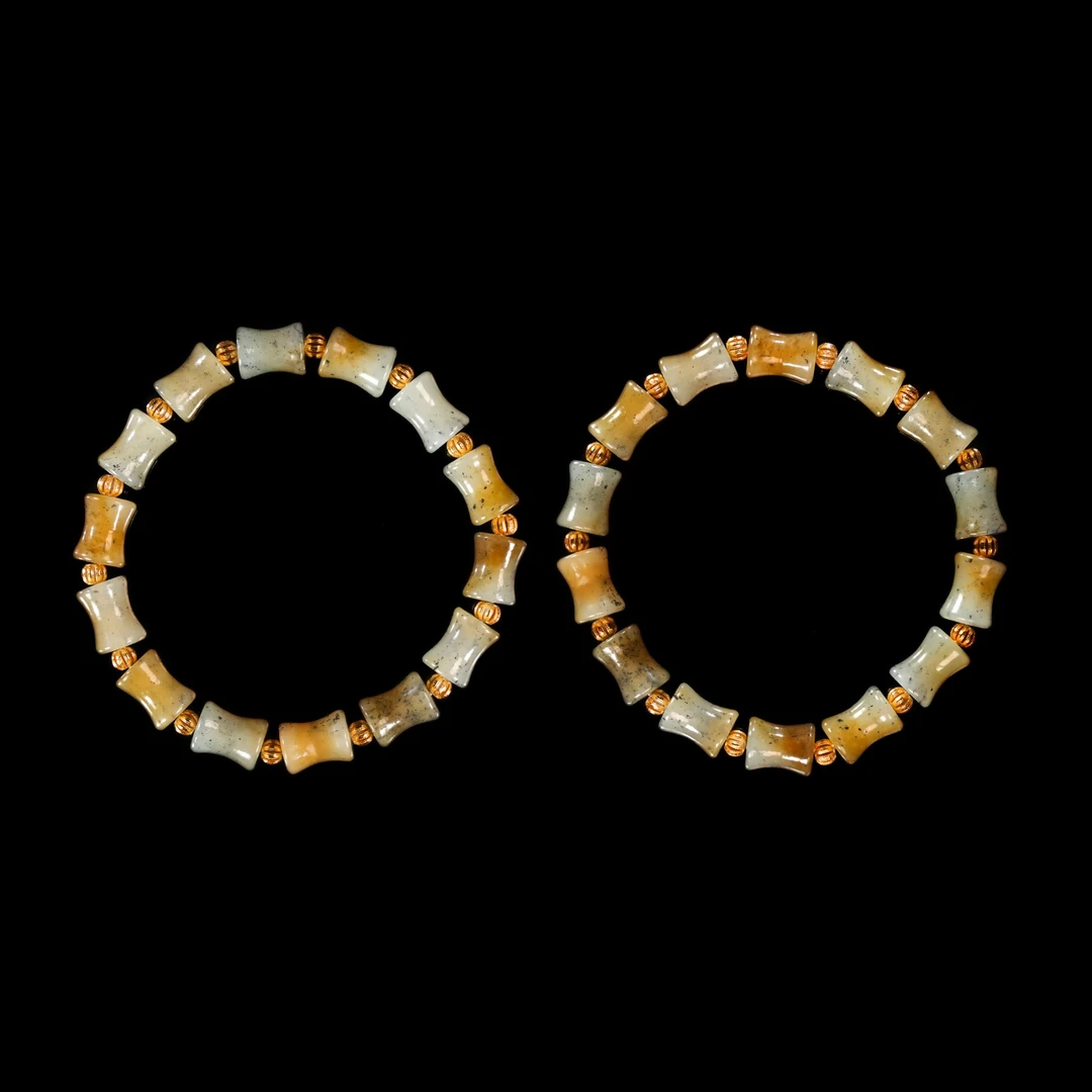 预售新疆和田玉糖青花竹节手串约9*7mmRB24356多样发发一件