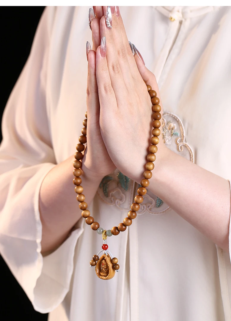 秋水伊人 金丝檀木 度母 双圈 手串（约8mm）【款号360*】