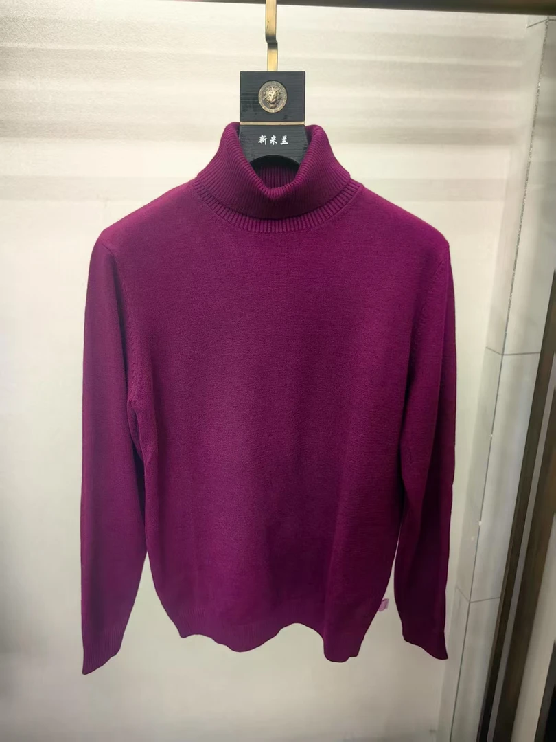 24冬季男士高领纯色羊毛衫红白黑灰4色