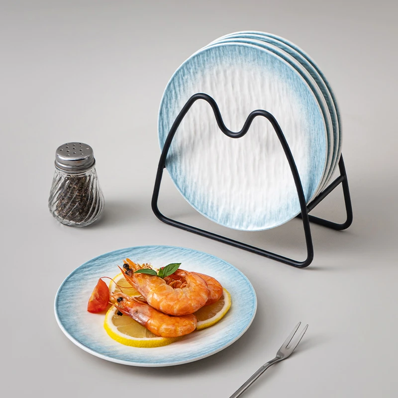 简约陶瓷釉下彩北欧骨盘碟子水果盘圆盘瓷盘吐骨碟摆盘餐具渐变色