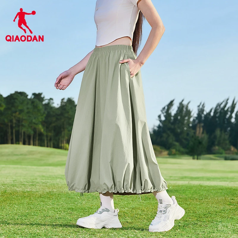 乔丹A字花苞半身裙女2025夏季新款户外工装风冰感百搭显瘦长裙子