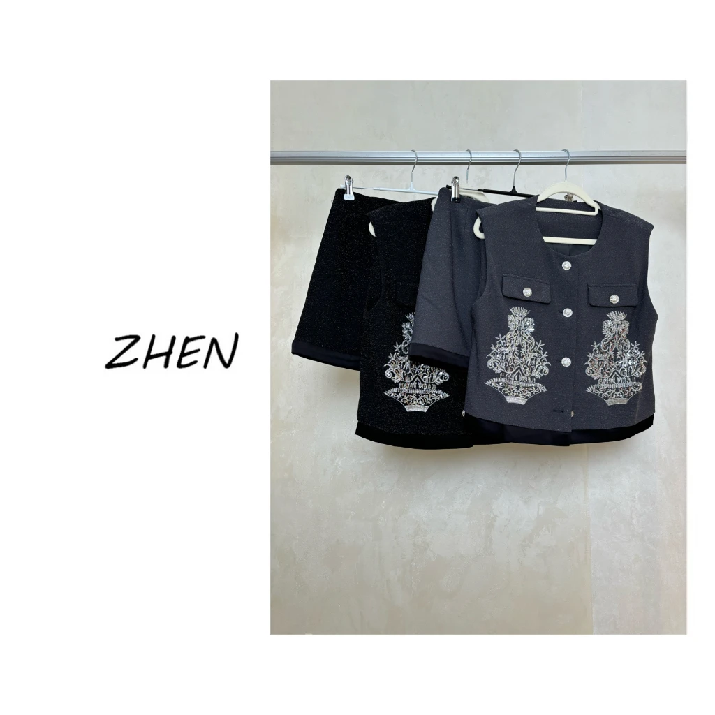 【ZHEN】25K00548 2025新款时尚气质显瘦小众设计师款时尚套装女