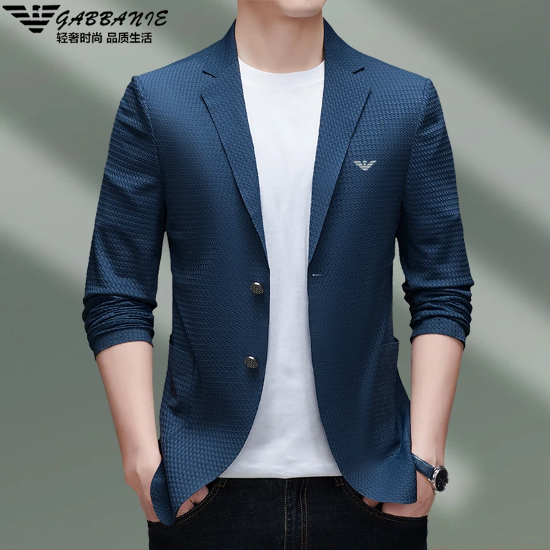 意大利专柜休闲单西服男士无痕小西装冰丝上衣外套2025春秋薄款潮