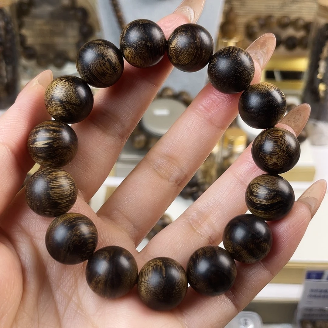 手串沉香越南芽庄老白棋窖藏古董玉化瘤疤虎斑1.4