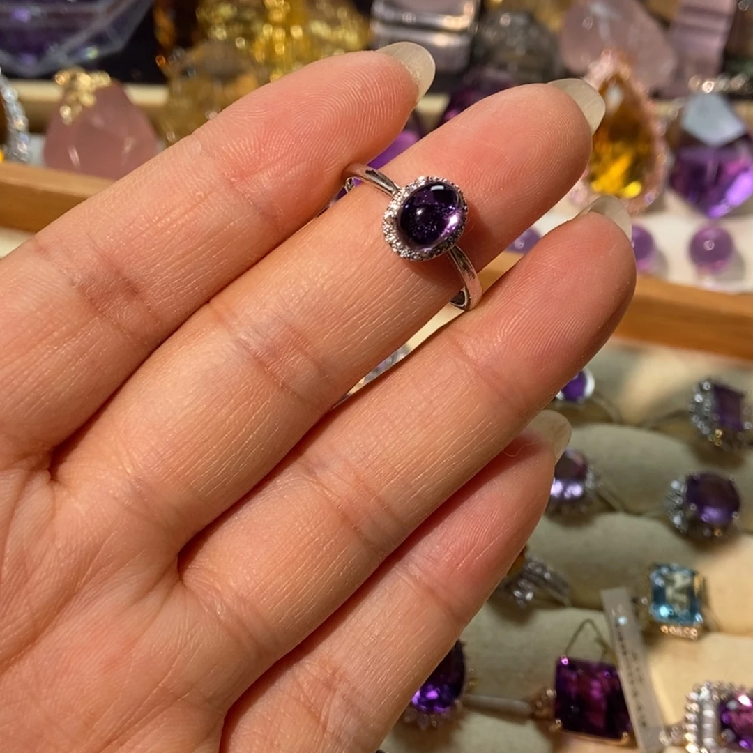 银S925镶嵌戒指水晶24号闭口戒指 不退换