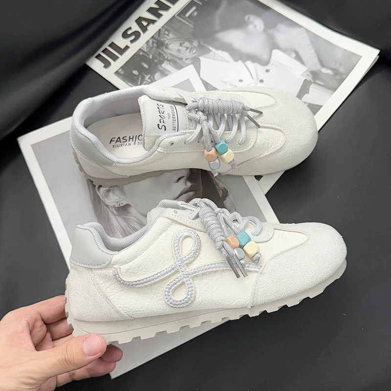 超好穿高品质~平底百搭时尚串珠系带丑萌休闲德训鞋73X8813