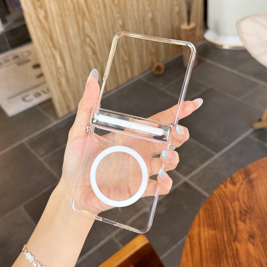 适用三星zflip7手机壳新款透明磁吸中轴简约男女商务超薄全包防摔