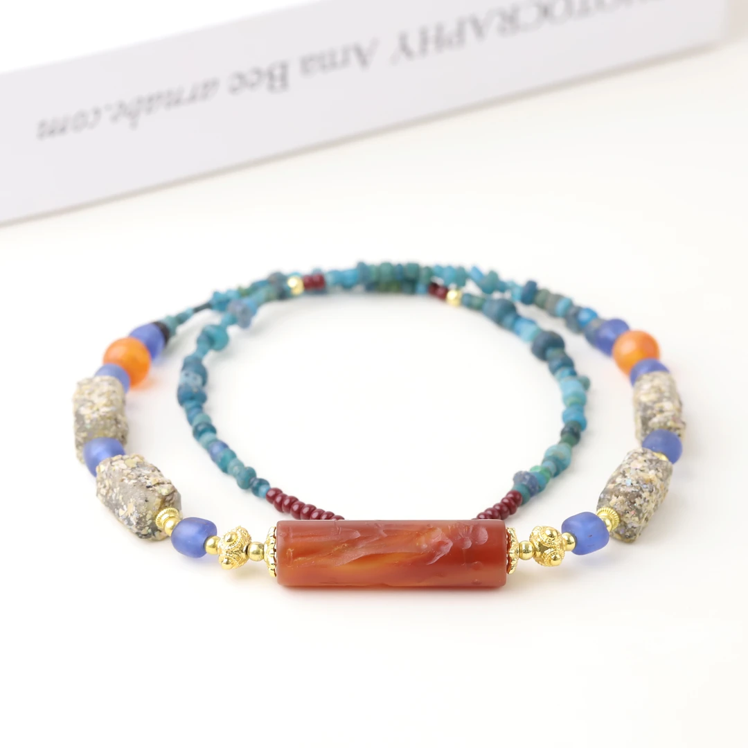 S9574【滚印老琉璃】精品项链文玩长串饰品