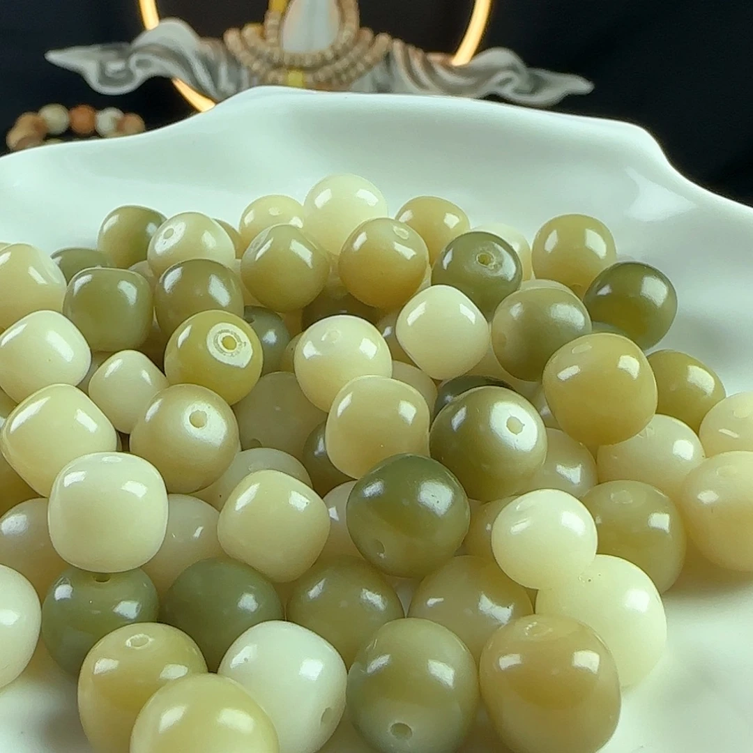 菩提根/象牙果手串卡12渐变绿桶珠100颗➕20颗