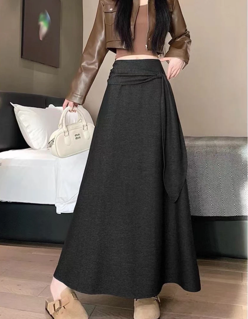 御姐风法式高腰系带半身裙2025秋季新款时尚洋气高级感中长裙