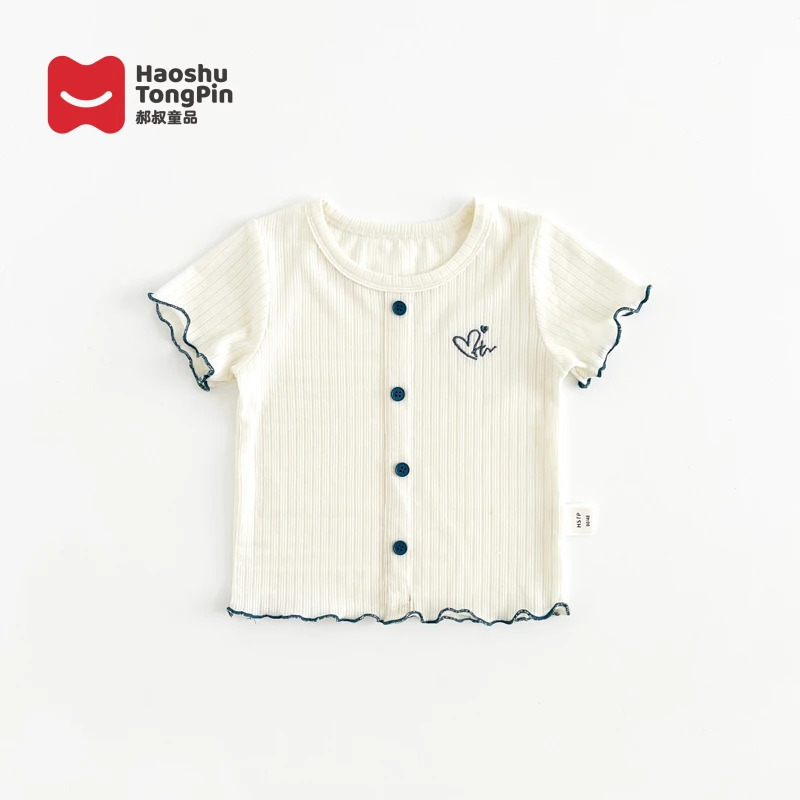 【现货】郝叔童品夏季新款洋气韩版女童2025网红款针织短袖潮HR5267