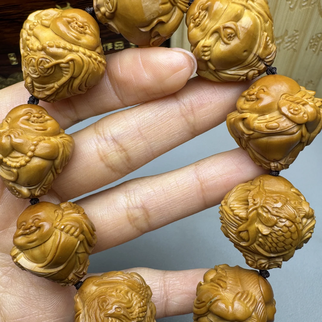 橄榄核雕 精品手工大尺寸2.4瑞兽米勒手串