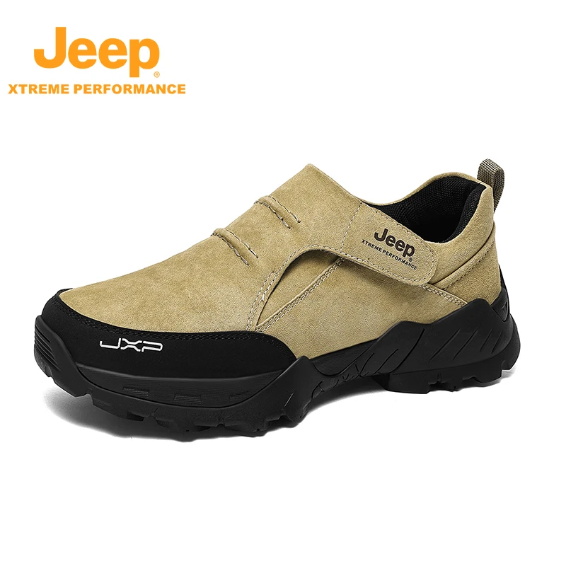 JEEP/吉普 棕黑一脚蹬休闲运动鞋舒适透气耐磨潮流百搭徒步登山鞋