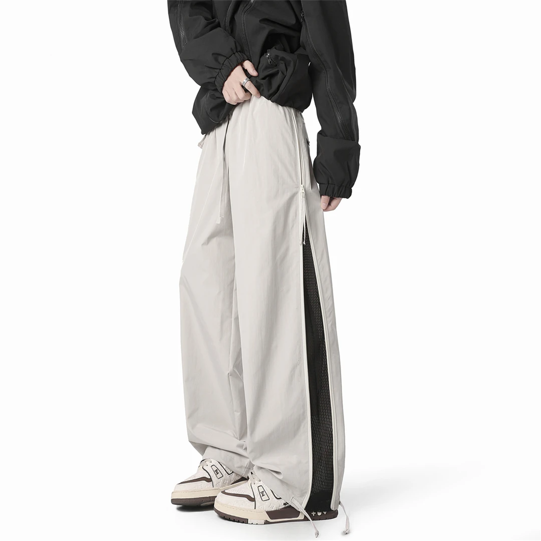 设计感网格透气休闲裤男夏季潮牌户外伞兵裤子美式高街速干直筒裤