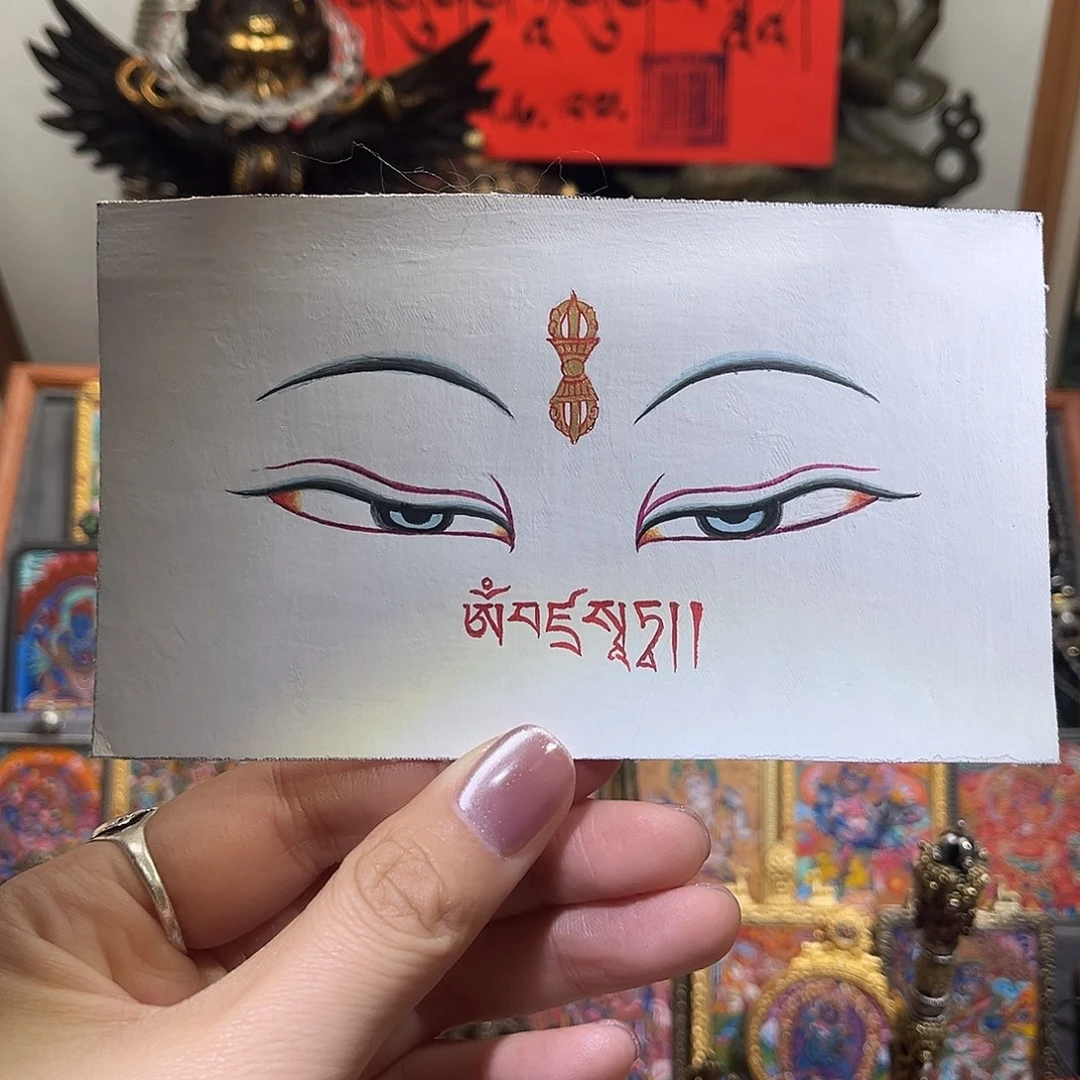 吊坠热贡手绘唐卡金刚萨垛fo眼裸卡