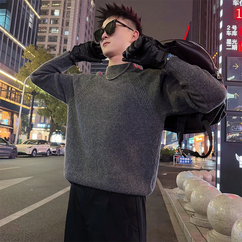 半高领毛衣男款秋冬季重磅加厚保暖内搭针织衫2026新款圆领打底衫