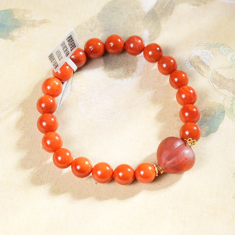 【文玩网红】南红火焰纹屁桃爱心手串老掌柜讲珠宝M051069