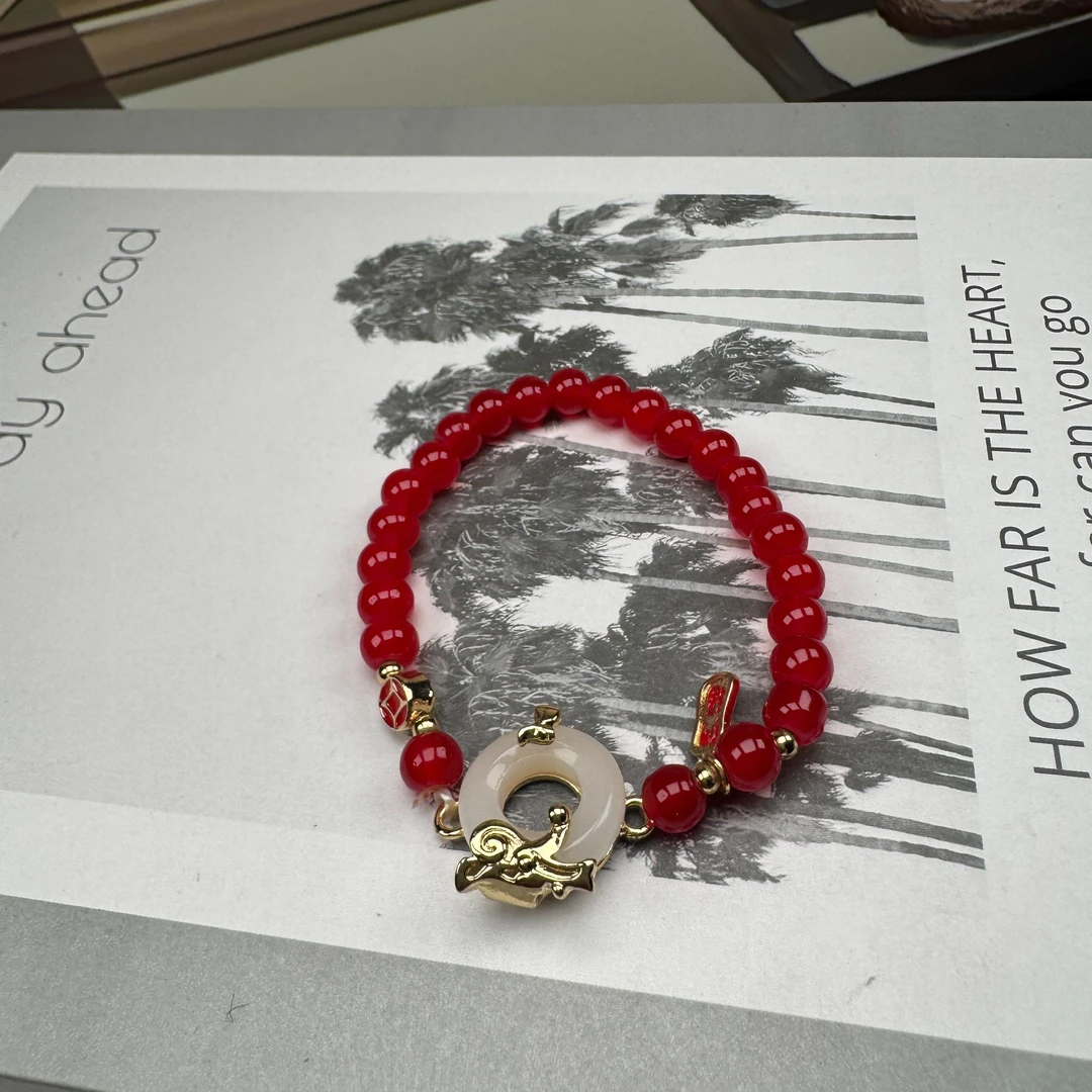 铜合金树脂手链 气质轻奢时尚百搭复古红色单圈手链sl1018