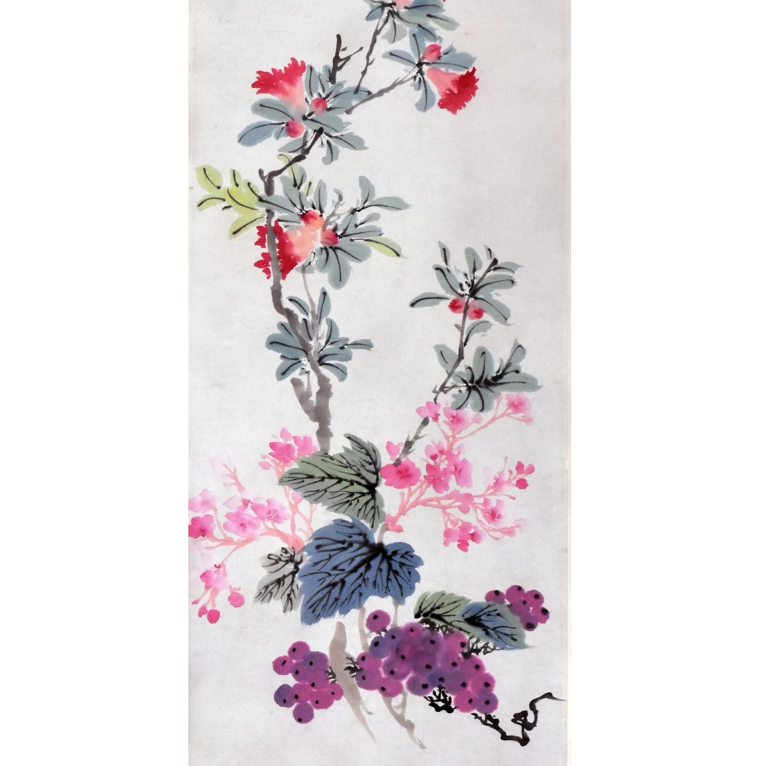 HM0066 林存 花卉 105.5×33cm 纸本立轴